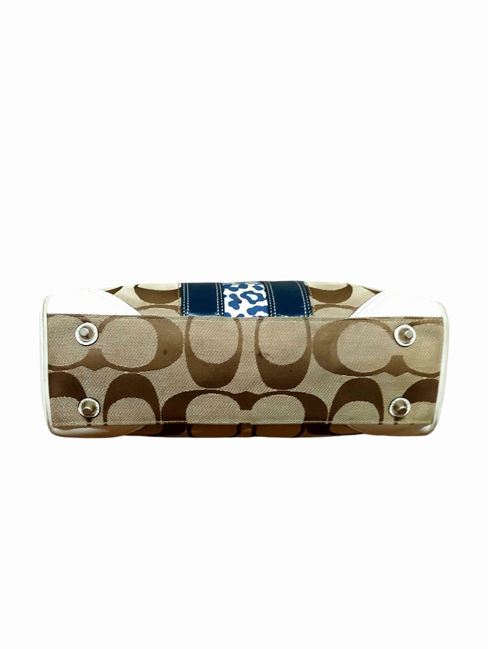Y2K Coach 2000 Hamptons Stripe Carryall Satchel Leopard Print Jacquard & Leather - Picture 9 of 13